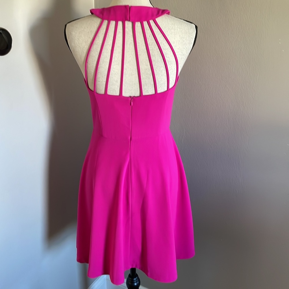 Adelyn Rae fuschia dress Adelyn Rae Cage Back Skater Dress - Picture 9 of 12